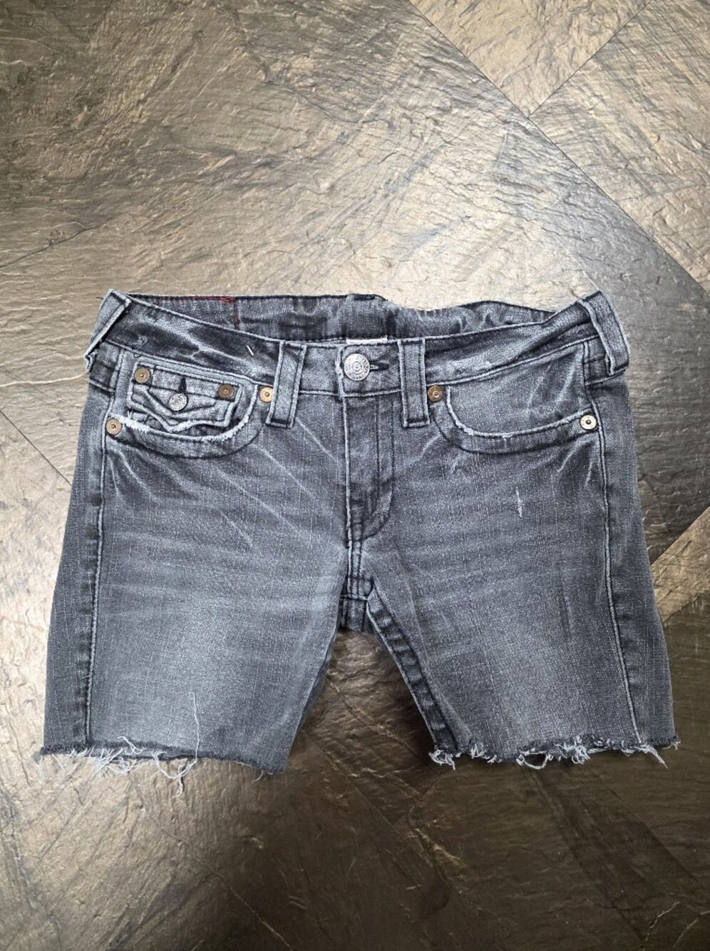 True Religion Dark Wash Cutoff Denim Shorts